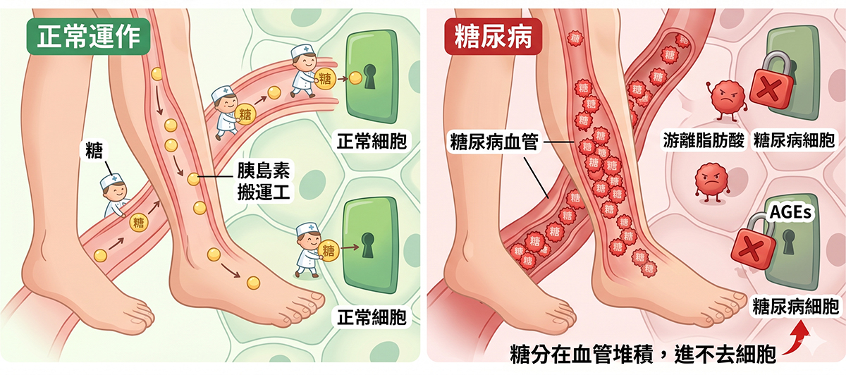 糖尿病概念示意圖